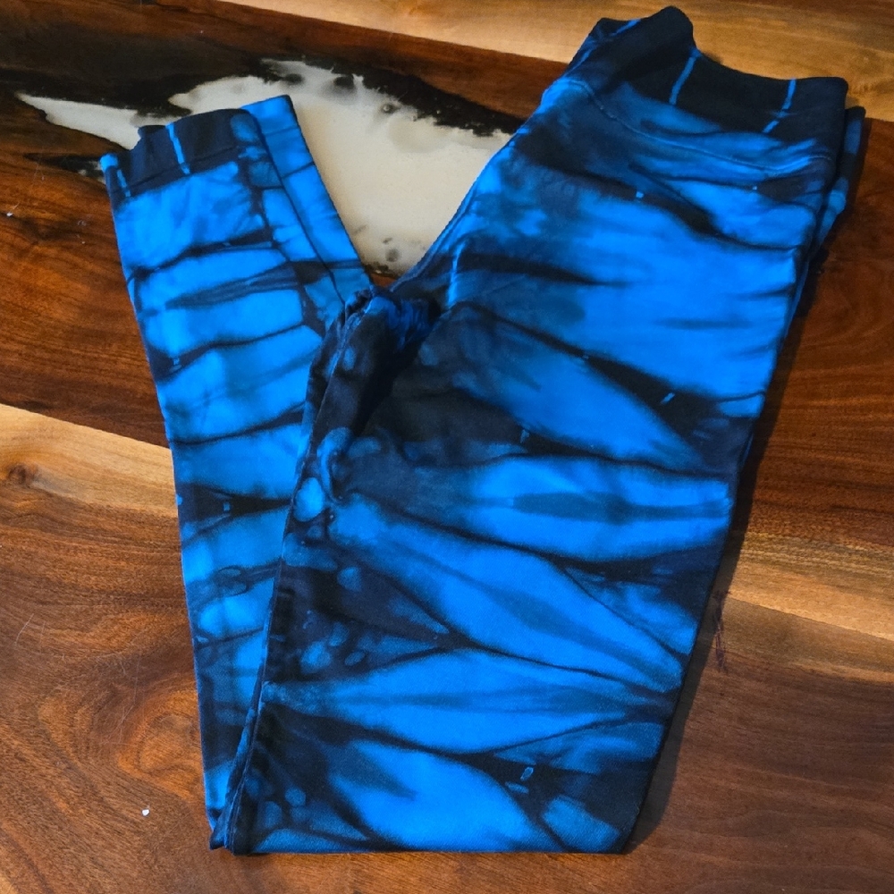 NUX Blue and Black Tie-Dye Leggings